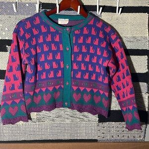 VINTAGE!Little Girls Harlequin Designs Cardigan